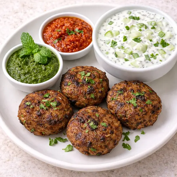 Minced Mutton Cutlets with Raita
