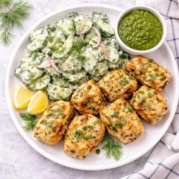 Chicken Reshmi Tikka & Cucumber Dill Salad