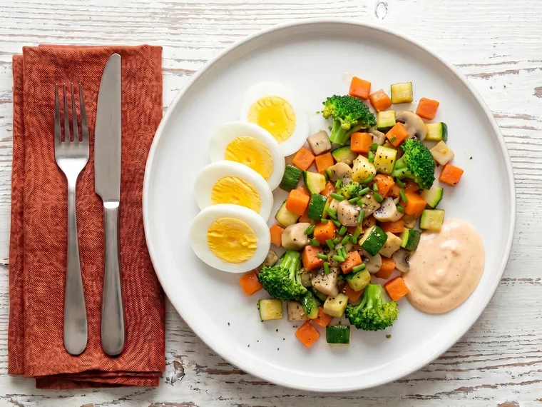 Boiled Egg and Vegetable Plate