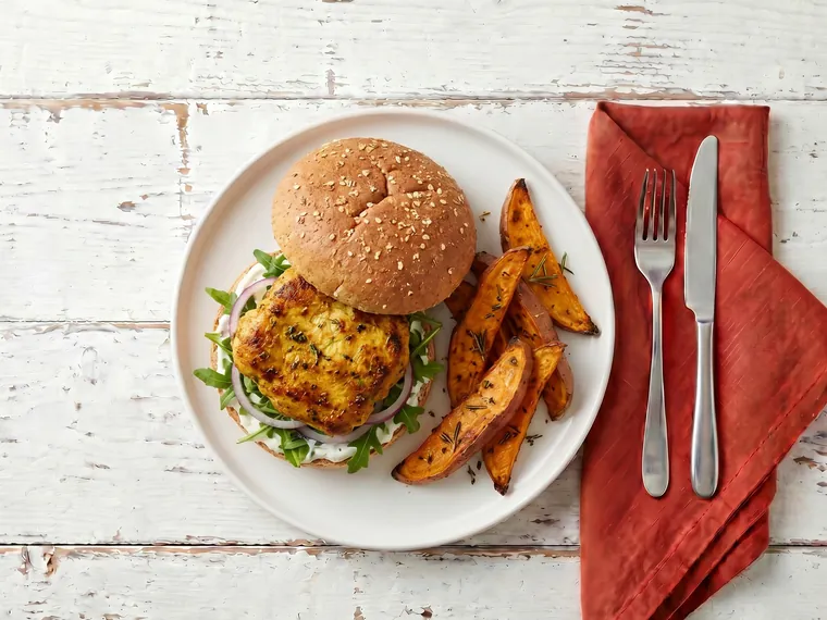 Chicken Burger with Wedges